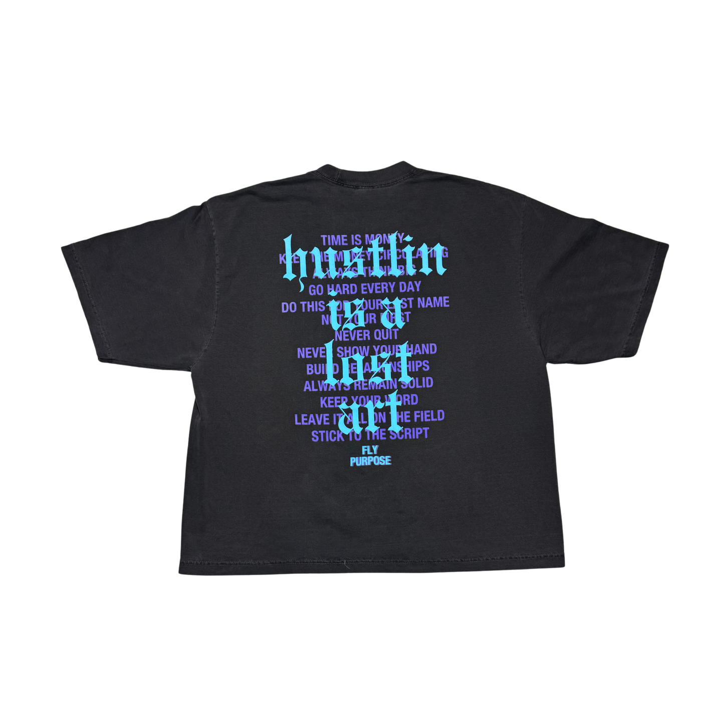 FLY PURPOSE HUSTLIN IS A LOST ART TEE (Grey/Aqua/Purple)