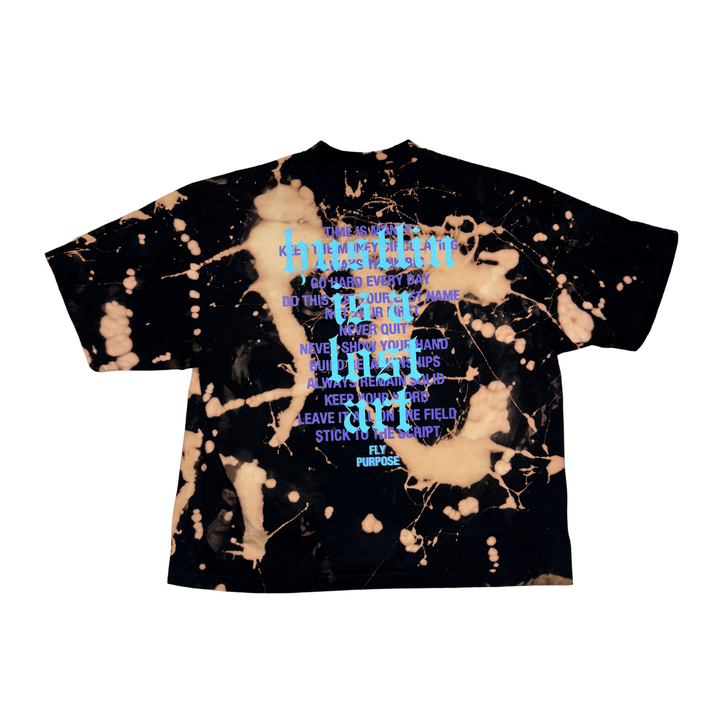 FLY PURPOSE HUSTLIN IS A LOST ART BUSSDOWN TEE (Black/Aqua/Purple)