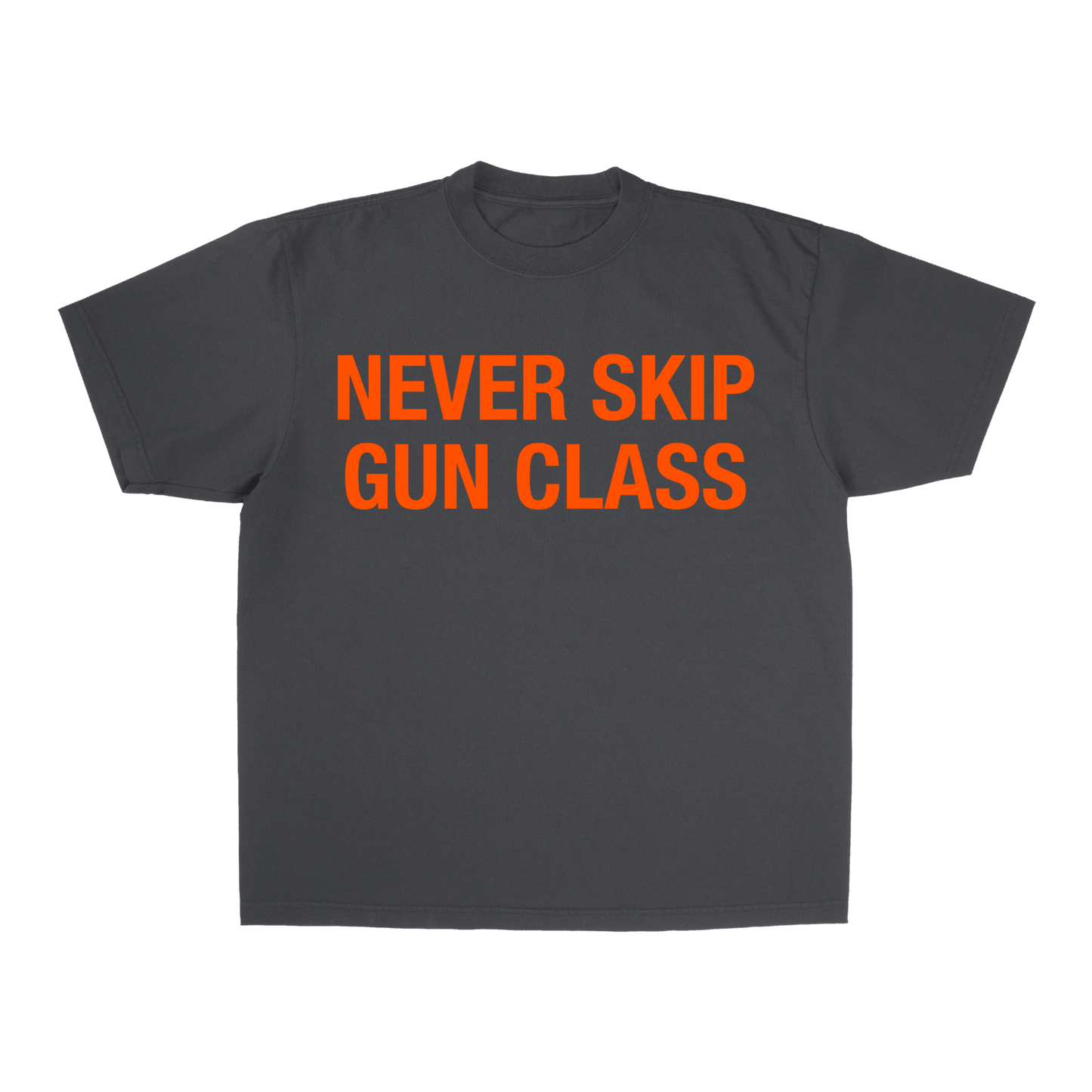 PURP STUDIOS NEVER SKIP GUN CLASS TEE (Smoke Grey/Orange)