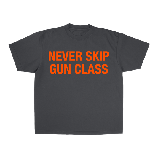 PURP STUDIOS NEVER SKIP GUN CLASS TEE (Smoke Grey/Orange)