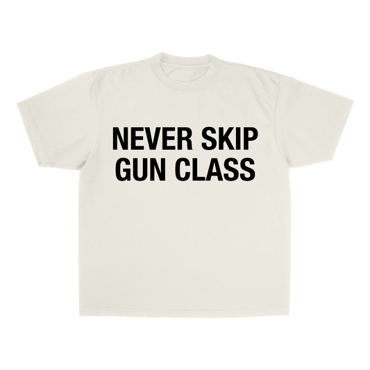 PURP STUDIOS NEVER SKIP GUN CLASS TEE (Off White/Black)