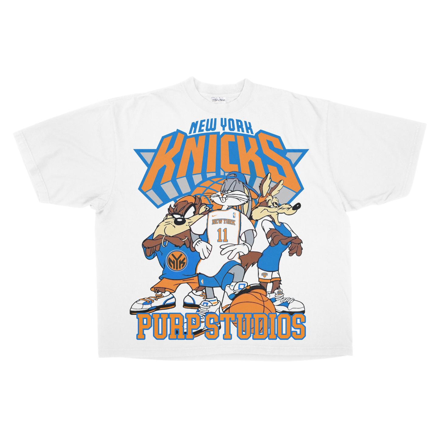 PURP STUDIOS NY Knicks TOON SQUAD CHAMPS TEE (White)