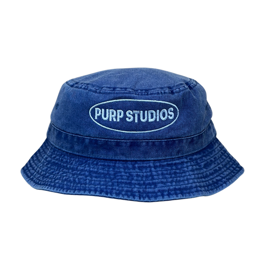 PURP STUDIOS Bucket Hat (Denim/White)