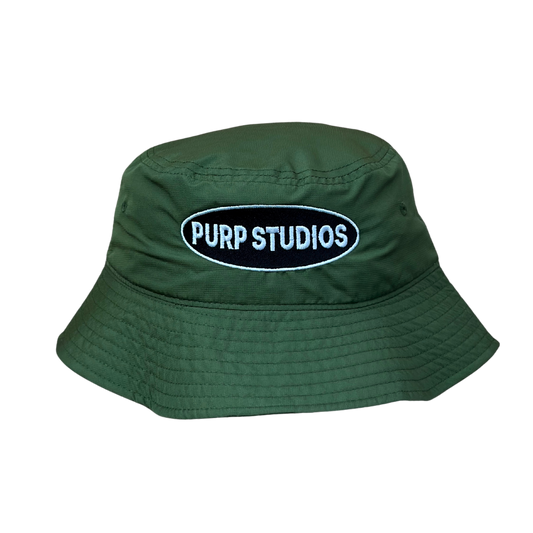 PURP STUDIOS Bucket Hat (Olive Green/Black & White)