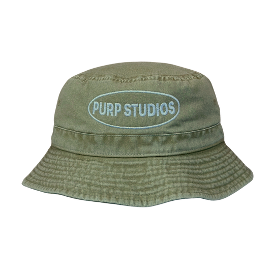 PURP STUDIOS Bucket Hat (Khaki/White)