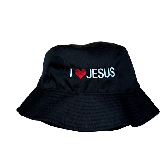 I Love Jesus Bucket Hat (Black/White)