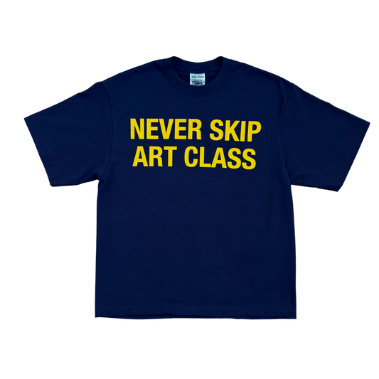 PURP STUDIOS NEVER SKIP ART CLASS TEE (Navy/Gold)