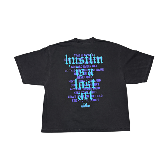 FLY PURPOSE HUSTLIN IS A LOST ART TEE (Grey/Aqua/Purple)