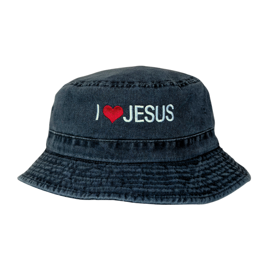 I Love Jesus Bucket Hat (Smoke Grey/White)